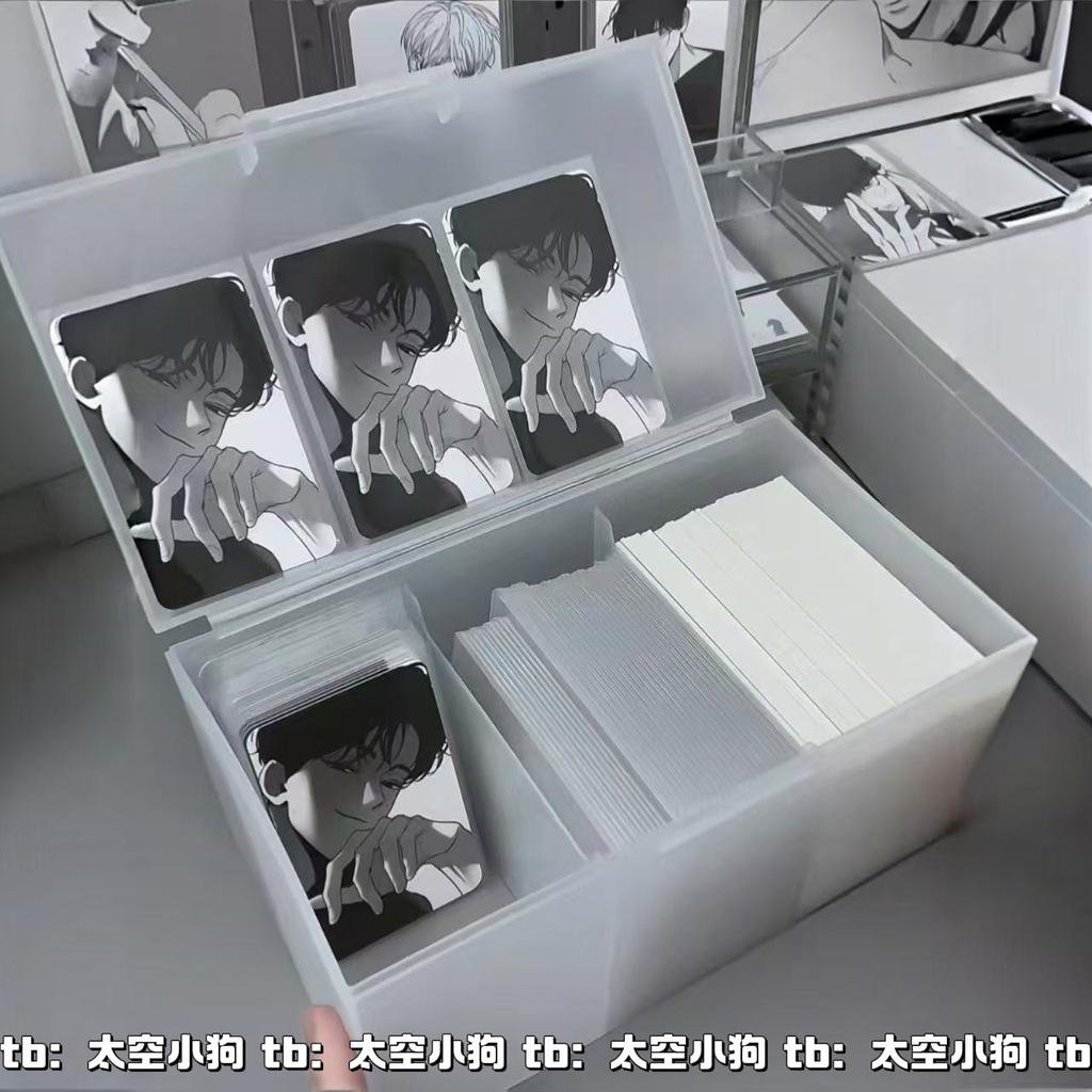 3-Grid Card Holder Storage Box, Large Capacity Frosted Flip Lid Clear Organizer for Collectible Cards, Photos, Tickets