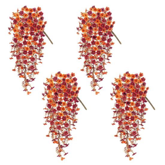 1/2/3/4Pcs Fall Hanging Artificial Violet Flower UV Resistant Realistic Fake Flower Wedding Party Indoor Outdoor Garden Wall Hanging Faux Flower