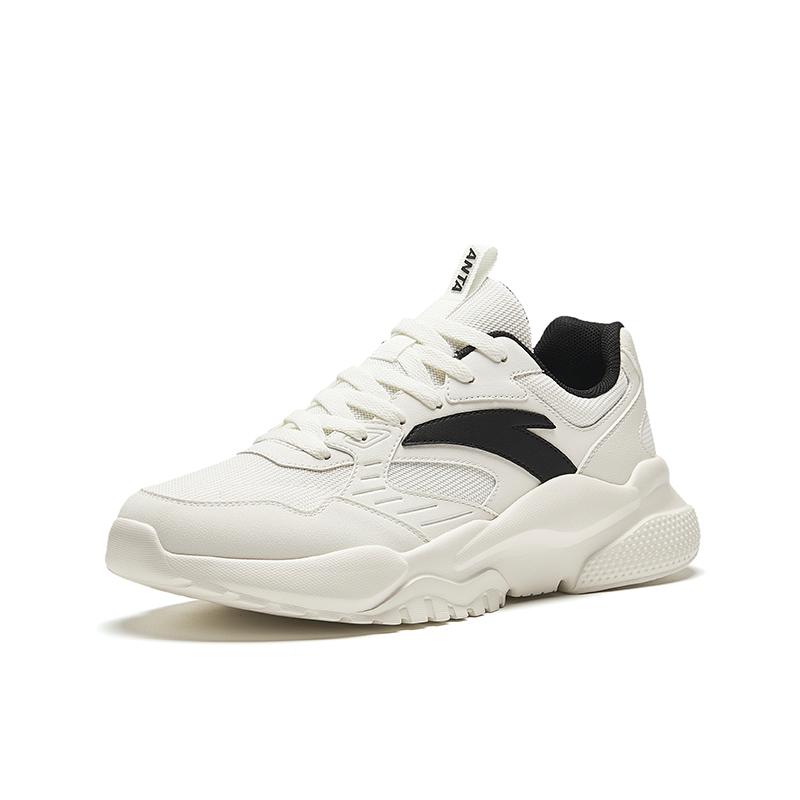 Anta Comfortable Cushioning Slip Resistant Abrasion Resistant Low top Casual Shoes Men's White Sneakers 912418854-3
