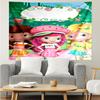 Strawberry-Shortcake Print Tapestry, Backdrop, Easy Setup, Ideal for Bedroom, Office & Living Room, with Aesthetic Wall Hanging Decor.