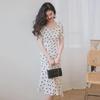 Women's Retro Polka Dot Chiffon Fishtail Dress - Black French Style