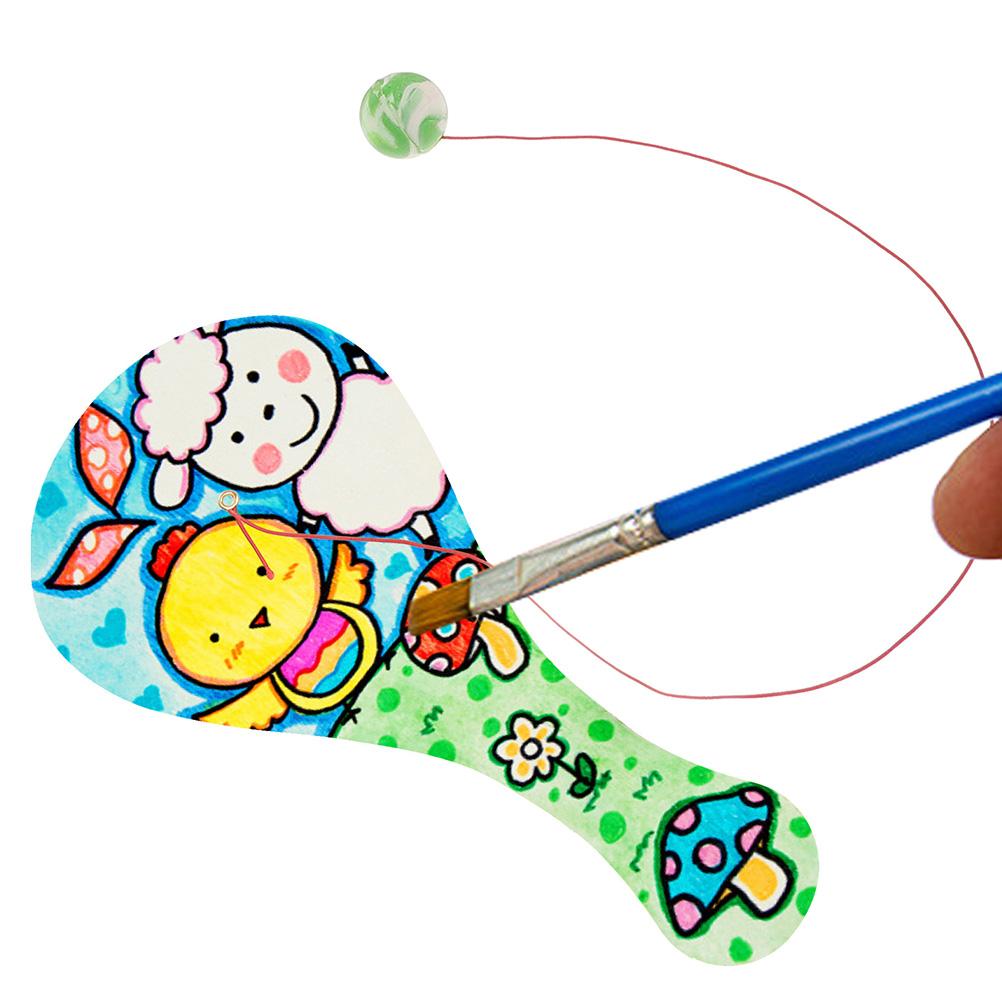 Racket Handmade Party Favor Toys Wood Paddle Ball Wooden Beach Kid Unfinished Classic Paddleball Game