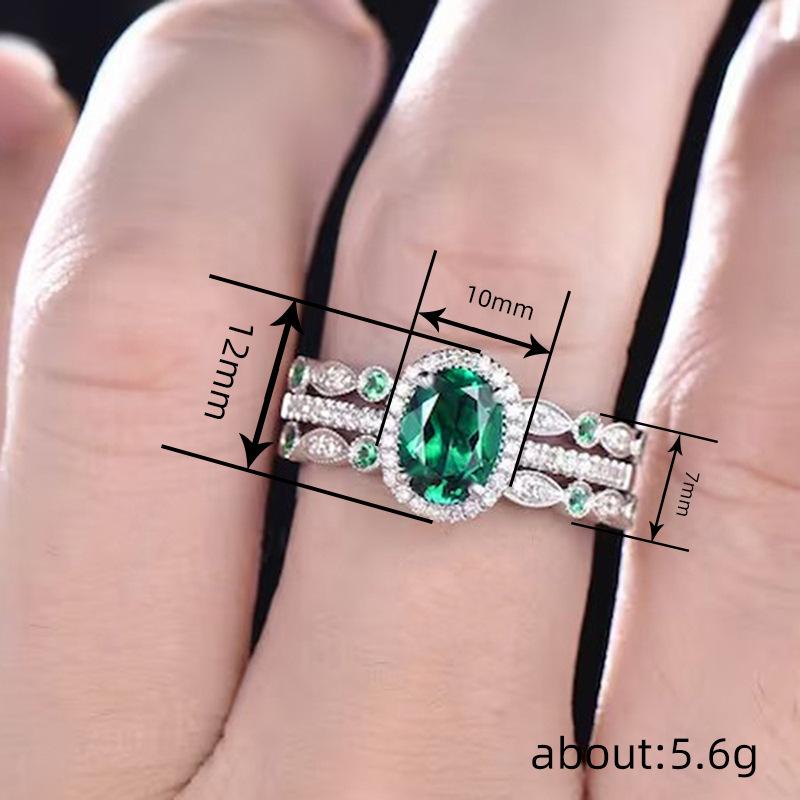 Metal Electroplated Ring Three-Piece Set, Oval Geometric Lady Ring, Luxury Light Luxury Fashionable Ring.