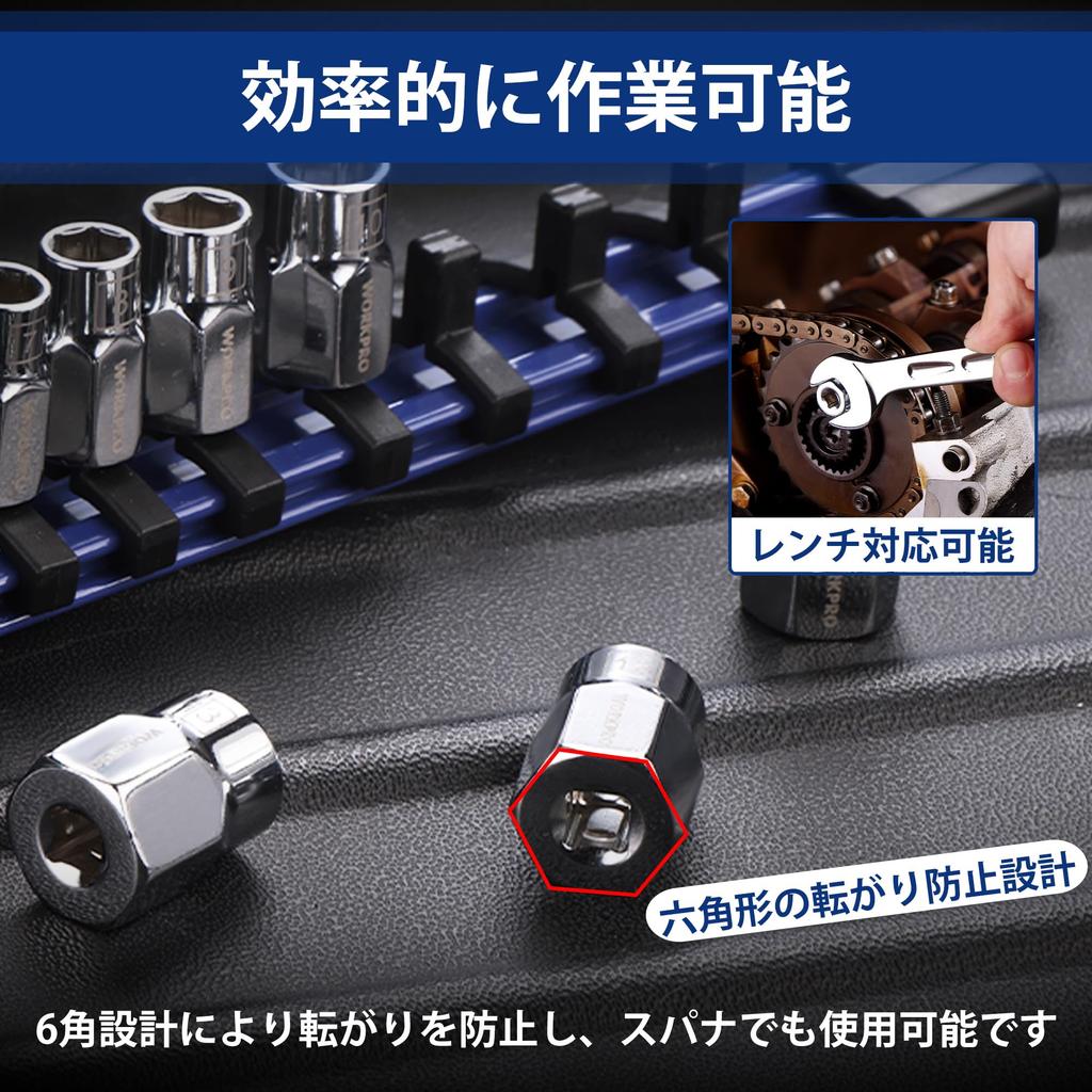 WORKPRO Hex Socket and 13mm with Storage for Repairs 10-Piece 6.35mm (1/4") Set, 4, 5, 6, 7, 8, 9, 10, 11, 12, Drives,