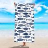Asciugamano da Spiaggia con Disegno di Pesci Morbido Senza Sabbia Asciugamano da Bagno Coperta da Spiaggia Stile Nautico Minimalista Oceanico per Vacanze Estive