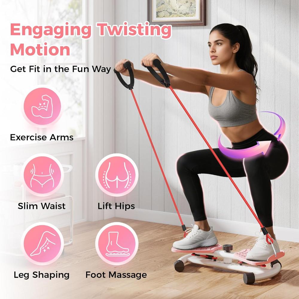 Waist Twist Workout Machine, Ab Machine Weight for Slim Waist and Core Ab Exercise Foot Massage and Weight Loss, Noiseless Home Gym Exercise Equipment