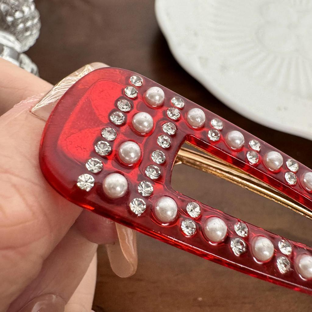 Chic Black And Colorful Hair Clip With Full Rhinestones For Trendy Summer Styles