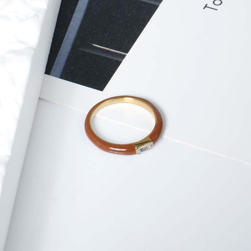 Super Display Baijiu Red Oil Dripping Zircon Ring Titanium Steel Electroplated Diamond Ring Women's Light Luxury Accessories