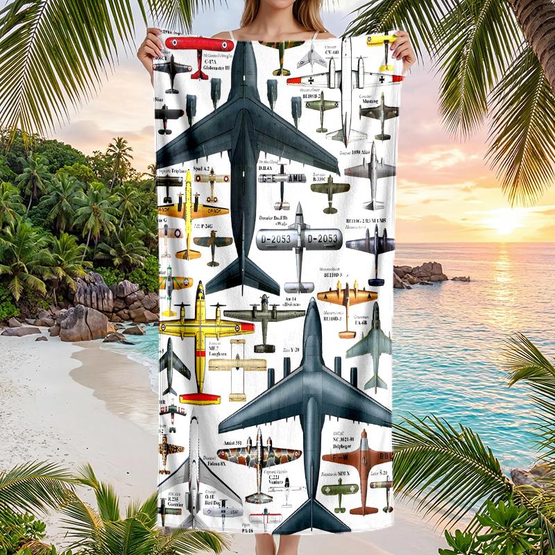 Aircraft Fashion Beach Towel: Ideal for Summer Adventures Soft, Absorbent and Quick Drying Suitable for Swimming and Bathing