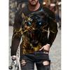 women o neck long sleeve 3d print t shirt