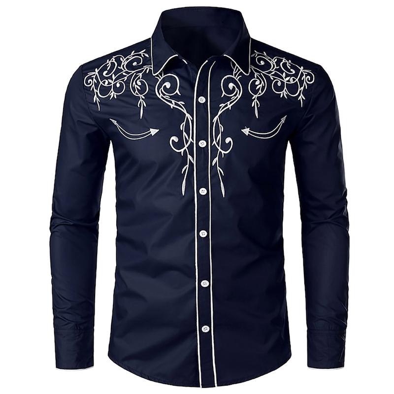 

Men s Foliage Feather Printed Long Sleeve Shirts Casual Cardigan New Button Holiday Fashion Shirts KTB 2XL темно-синього кольору