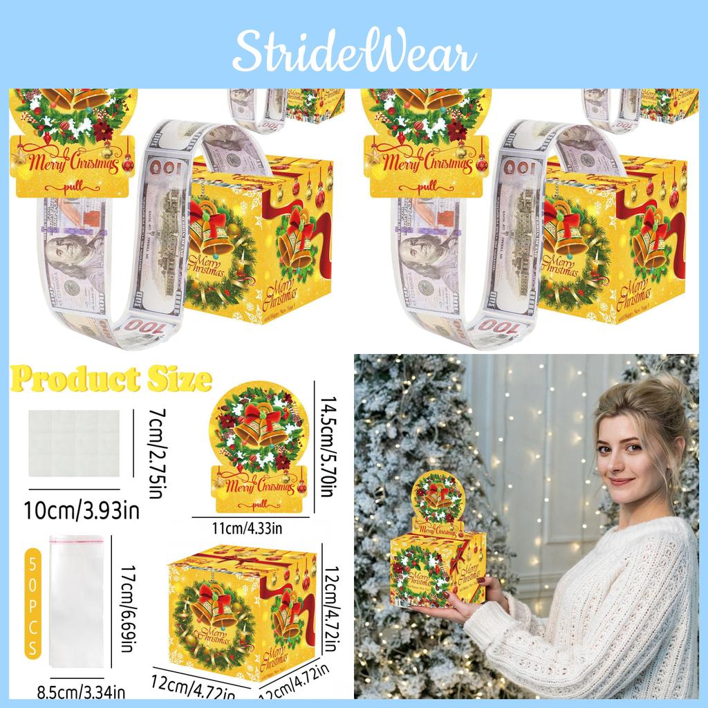 Party Christmas Gift Box With Bell Theme And Cash Enclosure For Celebrations