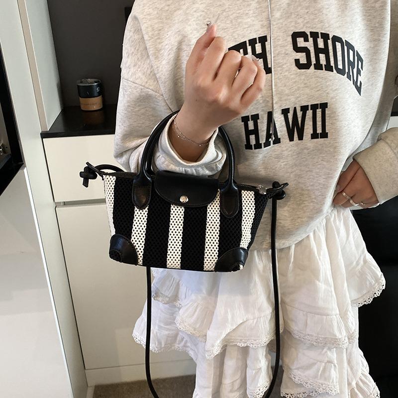 Hand Carry Contrasting Color Striped Bag Spring and Summer New Fashion Shoulder Bag High-end Messenger Dumpling Bag