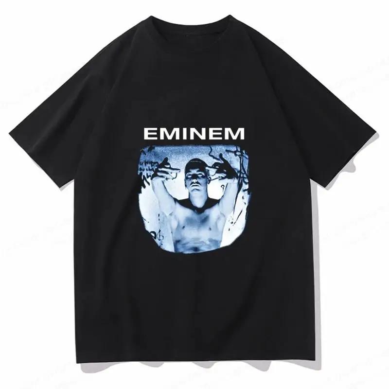 2025 Sommer Rapper Eminem Grafikbedrucktes T-Shirt Herren Retro Reine Baumwolle HipHop Mode Lässig Locker geschnittenes T-Shirt Damen