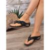 Women's Fashion Slip-On Flip Flops, Floral Decor Flat Sandals, Comfort PU Sole Casual Shoes for All Seasons