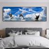 Landscape Ocean Dolphin Blue Sky Clouds Canvas Painting Posters and Prints Wall Art Pictures Living Room Home Decor No Frame