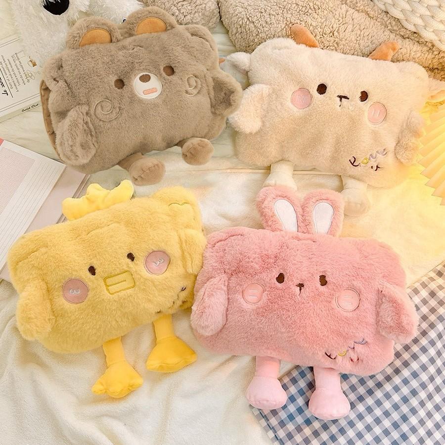 Rechargeable Plush Hot Water Bottle & Belly Warmer - Explosion-Proof Electric Heating Hand Warmer for Women