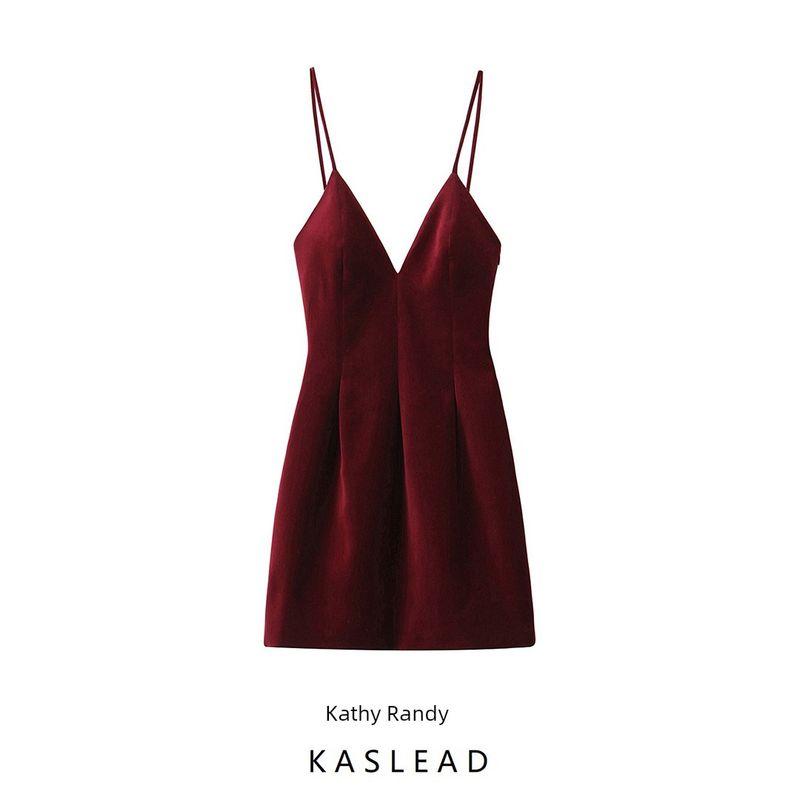 Kaslead New Arrival Women's Clothing Fashion Style Fashion Minimalist Velveteen Short Version Dress 9771150