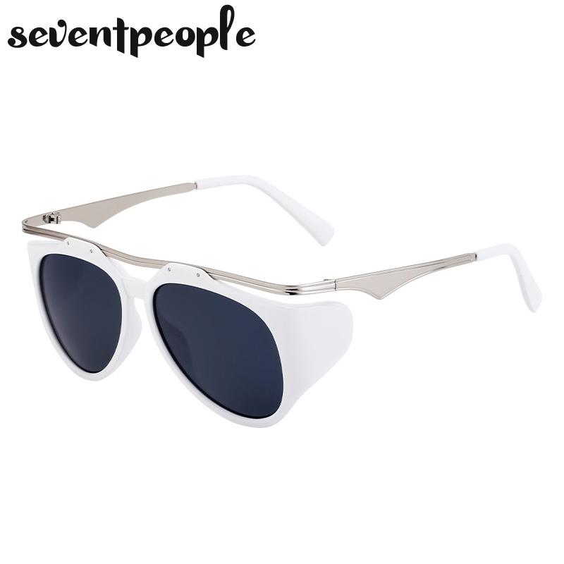 Oversized Oval Punk Sunglasses Women Men  Luxury Brand Designer Vintage Round Metal Frame Sun Glasses For Ladies Eyewear