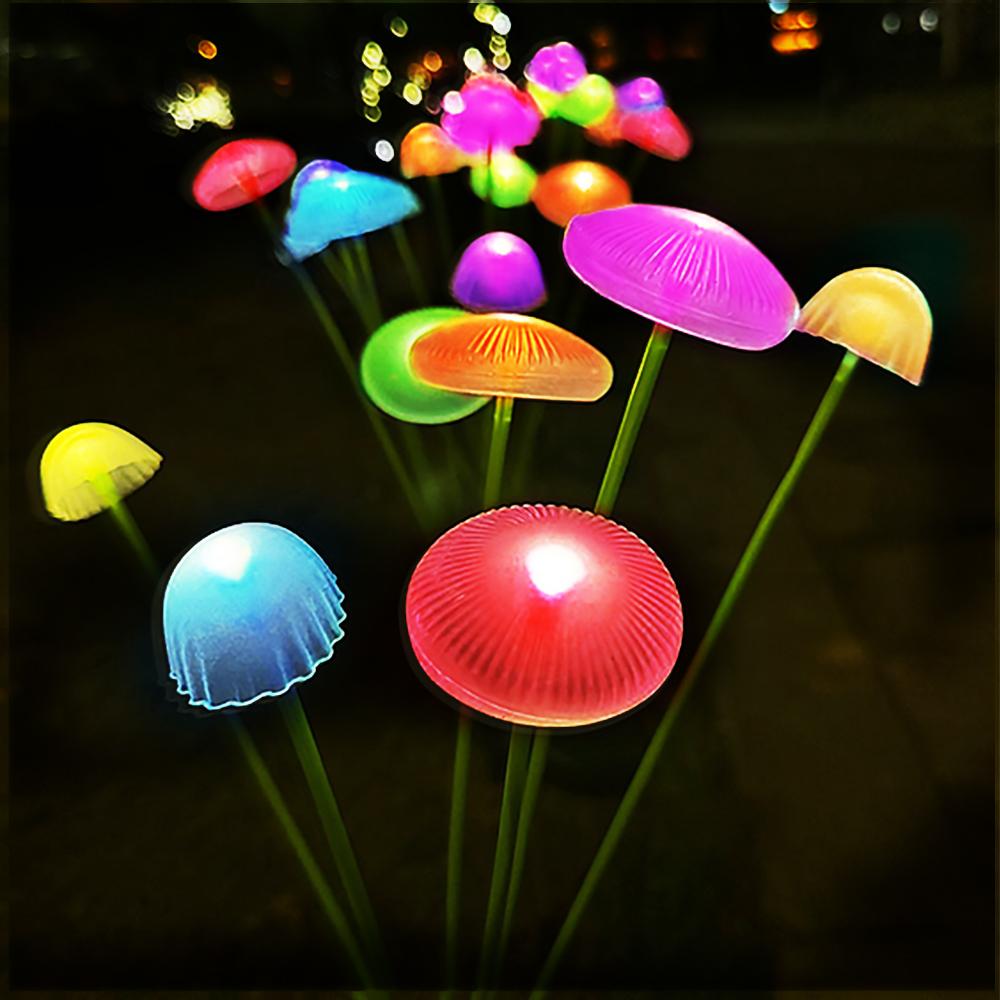 Outdoor Solar Silicone Garden Lights IP65 Waterproof Jellyfish Firefly Swing Lights LED Bi-Color Decoration Patio Holiday Party