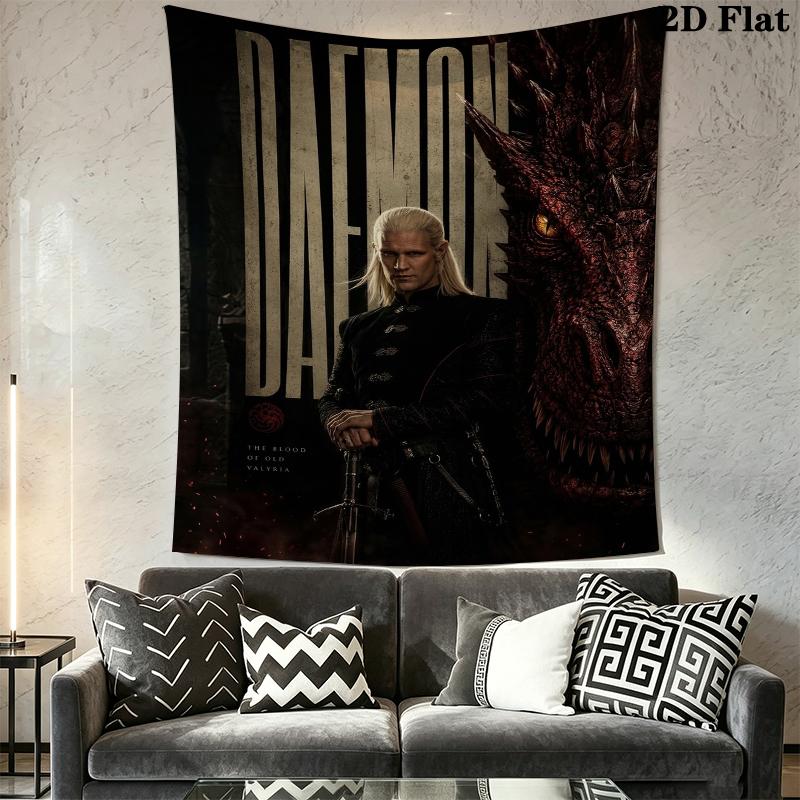 Tapiz de Pared de Daemon Targaryen Colgante de Pared Estético Manta de Tela Impresa Tapices Decorativos para Dormitorio Sala de Estar Decoración del Hogar
