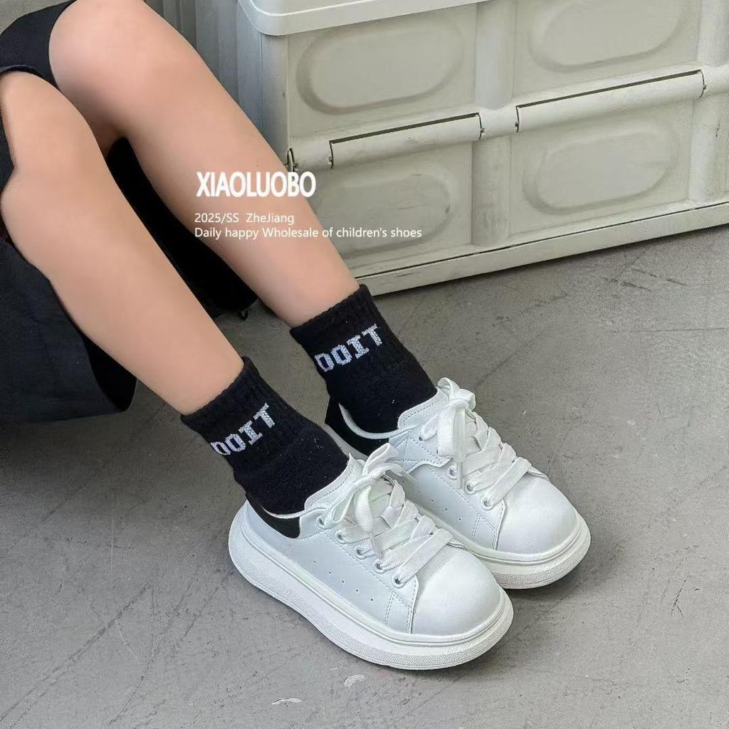 Children's Spring 2026 McQueen White & Black Tail Casual Shoes for Boys and Girls