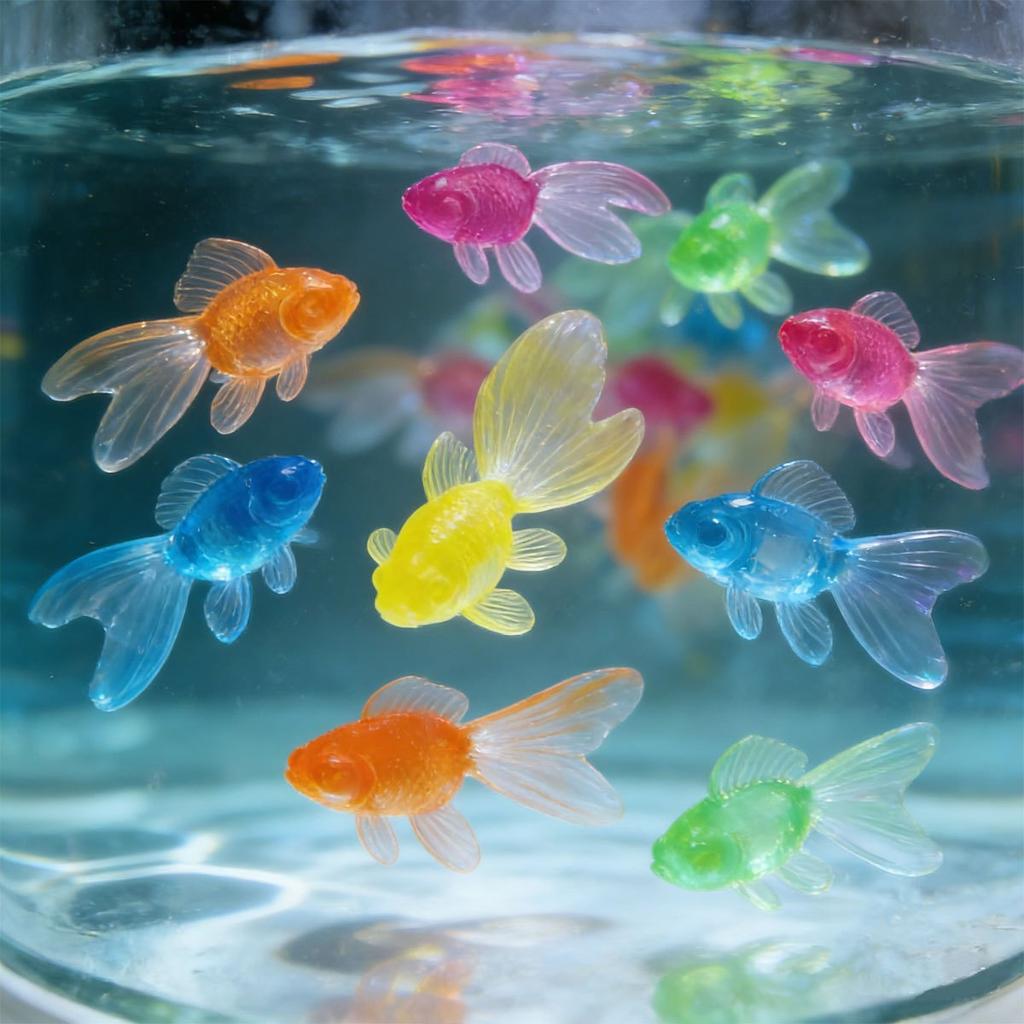 12pcs Plastic Floating Fake Goldfish with 2Net - Realistic Water Decor