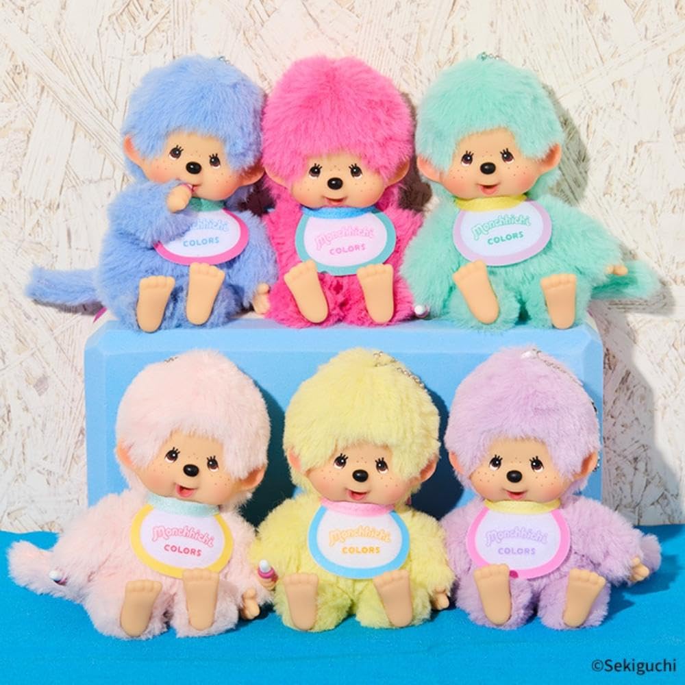 Monchichi COLORS Keychain Plush Berry Pink [Sekiguchi] Toy,