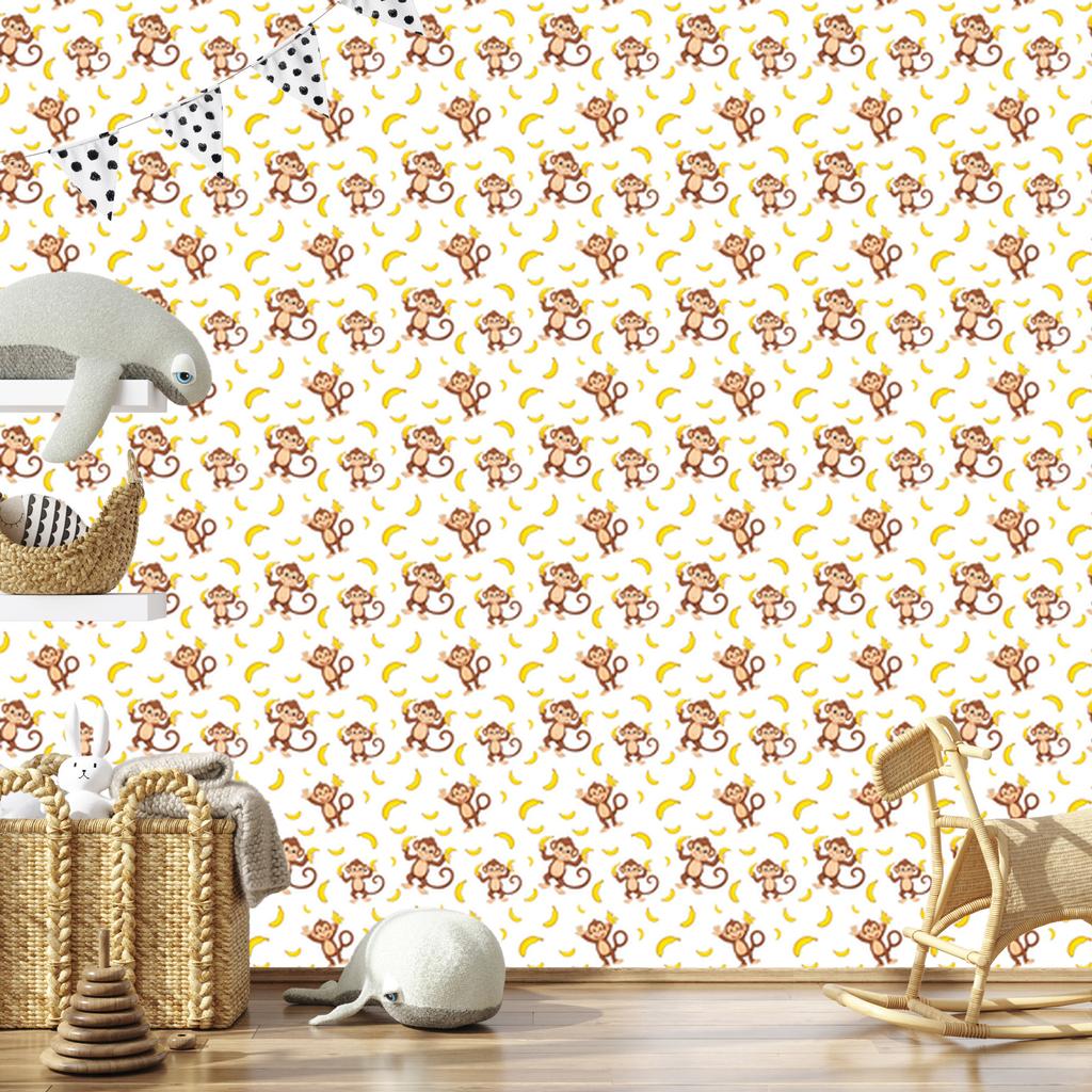 Monkey Wallpaper White, Cream and Beige for Living Room and Bedroom 50x1000