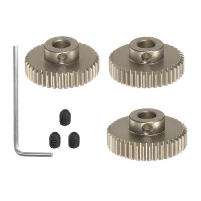 Uxcell 48P 7075 Aluminum Pinion Motor Gear Set, 38T, 39T, 40T, for 5mm RC Motor Shaft, 48-Pitch Gear for RC Cars, Includes Hex Wrench, 3 Pieces