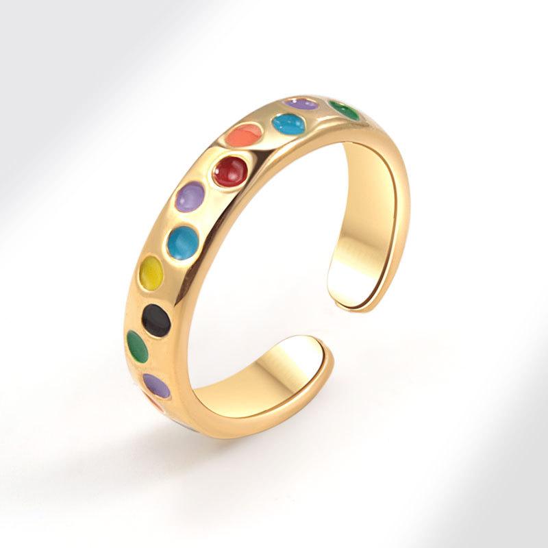 Aukštos kokybės spalvingas emalio širdelės atviro žiedo dizainas, paprastas ir dosnus skonis, moteriškas nišinis, aukštos prabangos emalio mados tendencijų žiedas, papuošalas