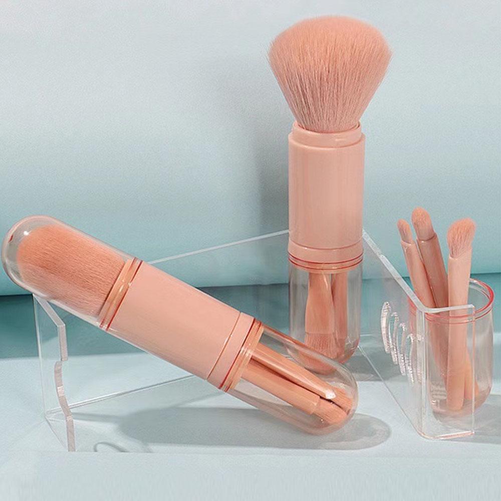 Retractable Makeup Brush, 4 In 1 Portable Travel Lip Brush, Highlight Brush, Eyeshadow Brush, Foundation Blending Powder Brush M