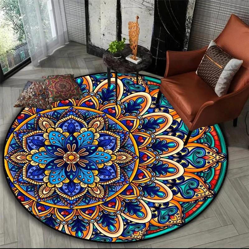 Bohemisk Mandala Rund Sovrum Nattduksbord Mat Korg Hängande Datorstol Golvmatta Meditation Yoga Mat decoracion