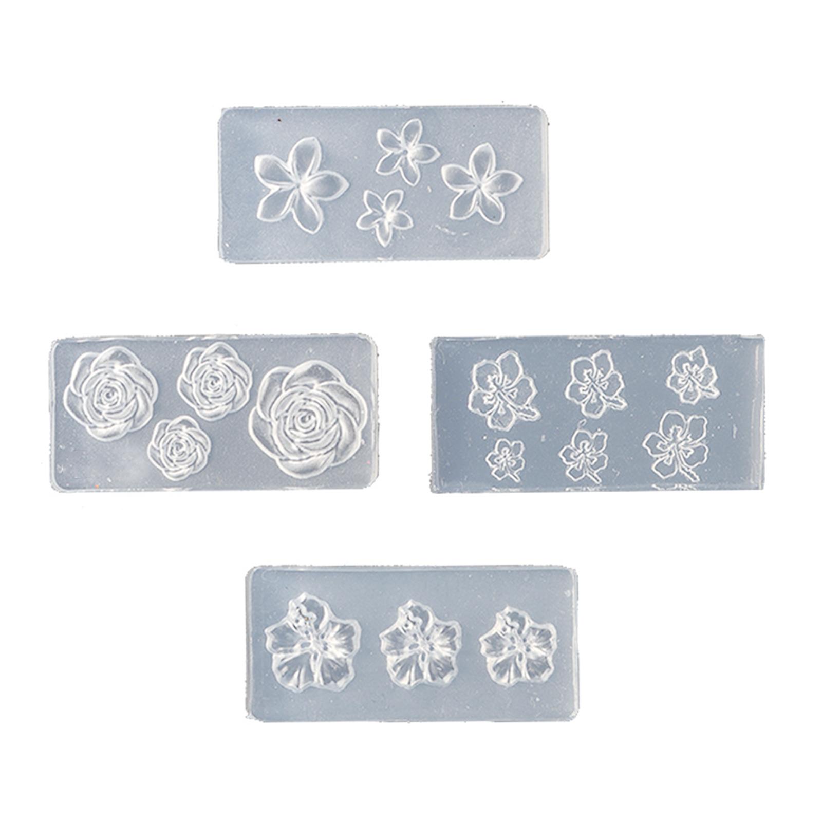 

Многоразовые силиконовые формы для цветов Профессиональные 3D формы для гелевого наращивания ногтей Набор из 4 штук Украшения для ногтей с цветами