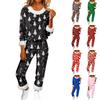 Women's Fashion Casual Homewear Fashion Casual Printed Cardigan Shirt Trousers Set