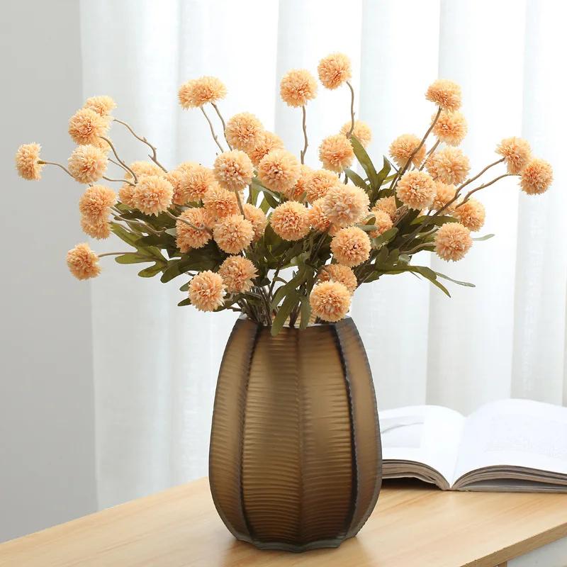 Artificial Flower Dandelion Small Thorn Ball Wedding Home Decoration Single 5 Ping Pong Chrysanthemum Artificial Flower
