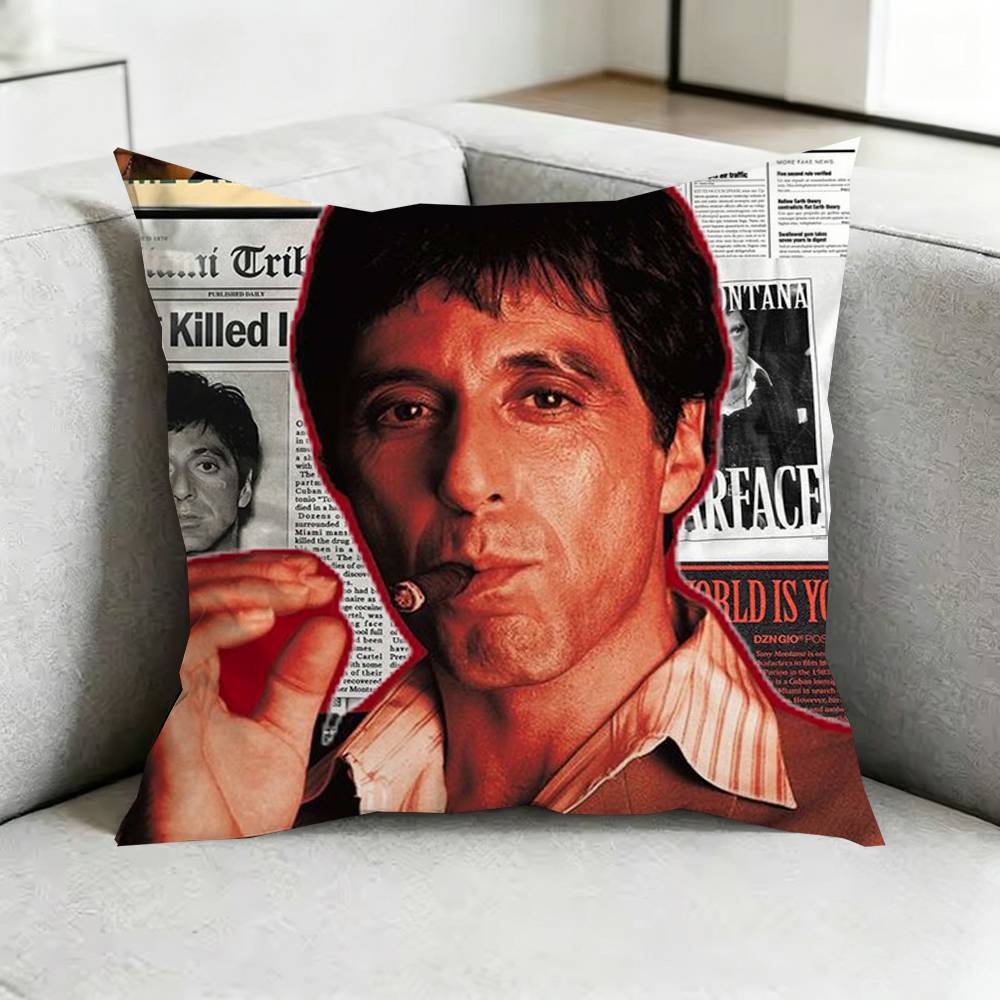 The World Is Yours ScarfacesS Square DoubleSided Printed Pillow Case Bedroom Bedside Pillow Sofa Cushion Cover Gift