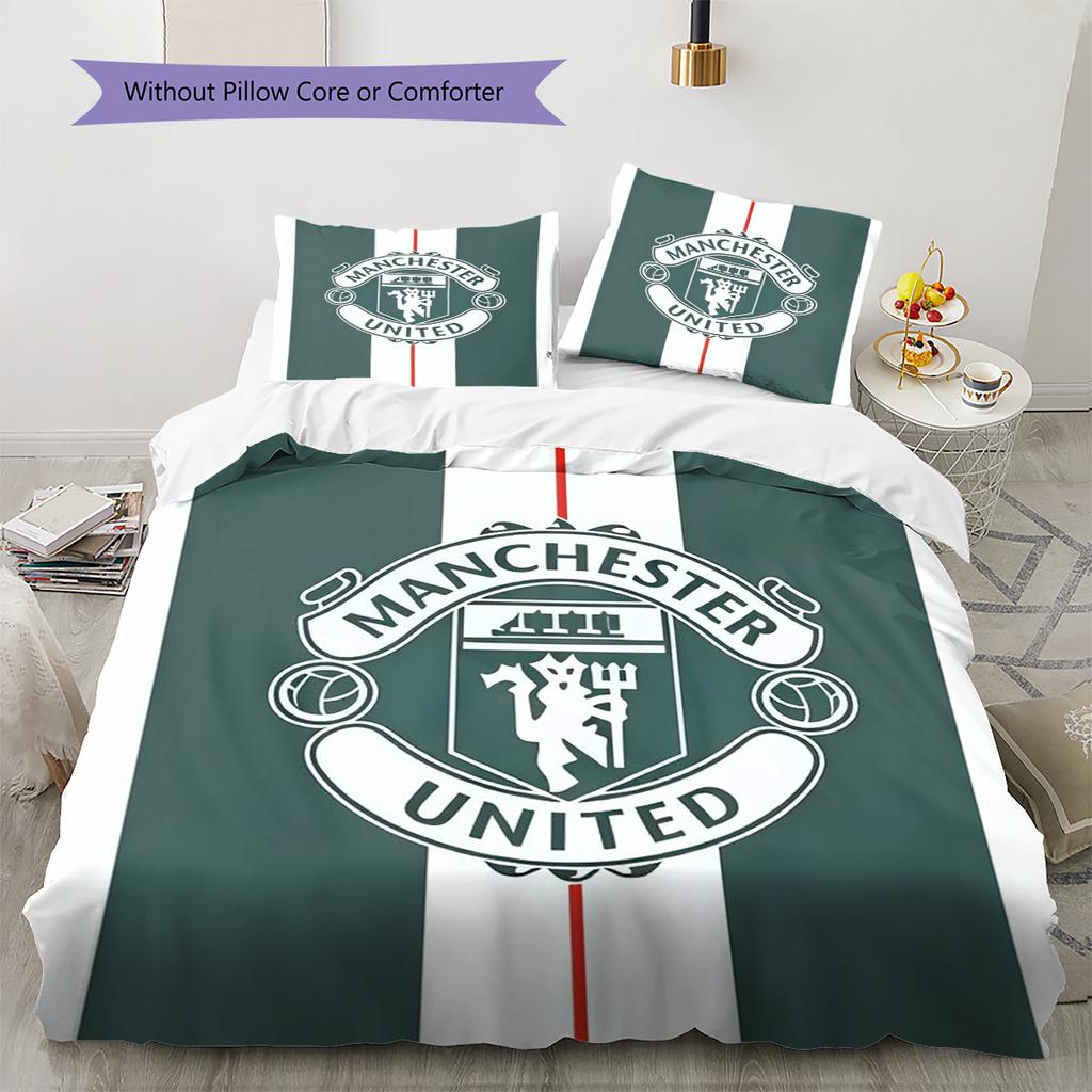Set Lenzuola Trapunta Manchester United Copripiumino Federa Decorazione Casa Regalo di Compleanno (1 * copripiumino + 2 * federa, senza nucleo)