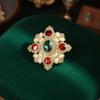 Funkelnde Brosche Hochsättigungs-Edelsteine Imitation Intarsien Palast Faux Perlen Stil Brosche Pin