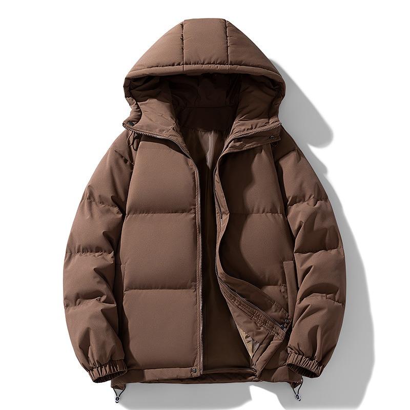 Padded clothes for men and women in winter loose hooded padded jacket thickened couple solid color padded clothes