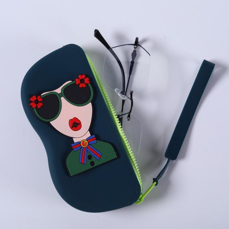 

Cartoon Cute Silicone Glasses Bag Color Contrasting Sunglasses Sunglasses Protective Cover Glasses Box Storage Bag зелений