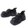 Fashion 2024 Spring Autumn New weave British Style Heightening Effect Leather Shoes For Women Solid Black Business Causal Dress Fashion
