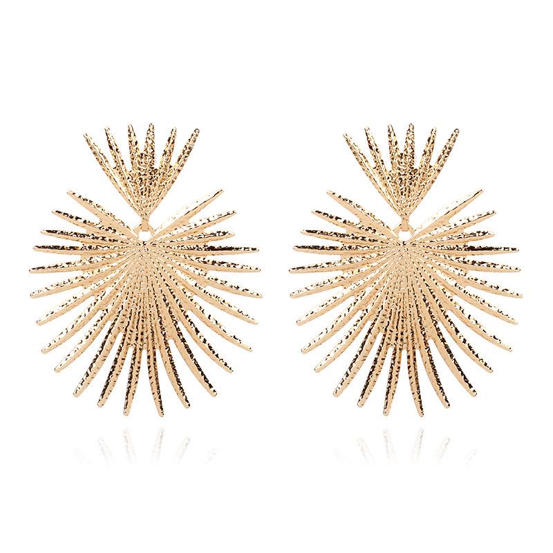 Trendy Retro Geometric Fan Shape Earrings: European & American Style