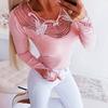 Women's Stretch  Shirt Long-Sleeved Lace Bottoming Shirt Blouse