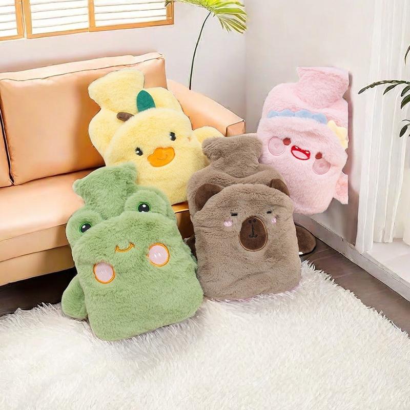 New Cartoon Animal Warm Bag Pvc Thick Hot Water Bag Cute Capybara Plush Cover Warm Water Warm Hand Treasure Girls Gift Winter