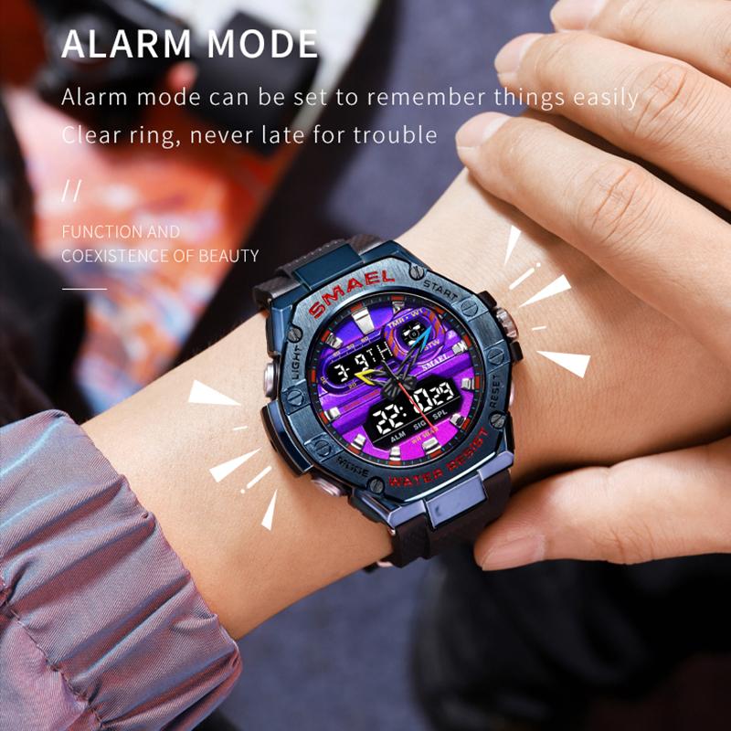 SMAEL Sportovní hodinky pro muže Dual Time Watch pro muže Led Light Watch Alarm 8066 Módní Sportovní hodinky Military S Shiock Náramkové hodinky