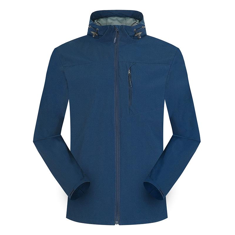 Trendy Outdoor Softshell Hooded Windbreaker - Solid Color, Single-Layer for Spring & Autumn Hiking.
