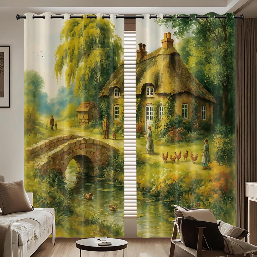 Customizable High Precision Blackout Curtains - Polyester, Digital Print, Sun Protection, Living Room.
