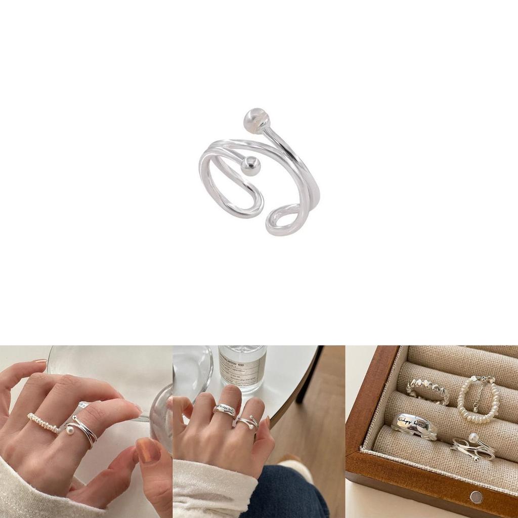 Chic High-end Design Geometric Pearl Ring For Women Stylish Adjustable Finger Jewelry