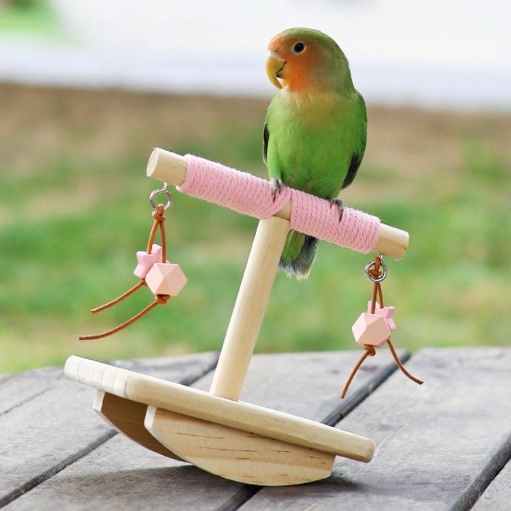 Bite-resistant Parrot Perch Stand Wooden Parakeet Teeterboard Rocking Seesaw  Behavior Training
